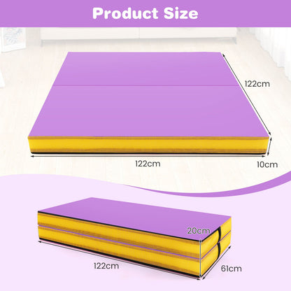 Folding Gymnastic Mat with PU Leather Cover and Carrying Handles