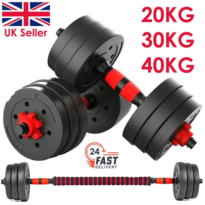 20/30/40Kg Dumbbell Barbell Weight Set Pair of Hand Weights Gym Fitness Workout