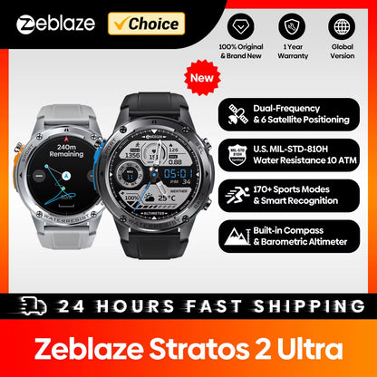  Stratos 2 Ultra GPS Smart Watch Built-In Compass Barometric Altimeter Dual-Band GNSS Voice Calling Smartwatch 10 ATM