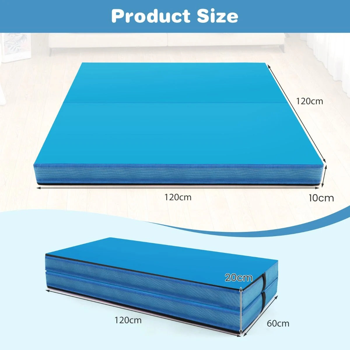 Folding Gymnastic Mat with PU Leather Cover and Carrying Handles