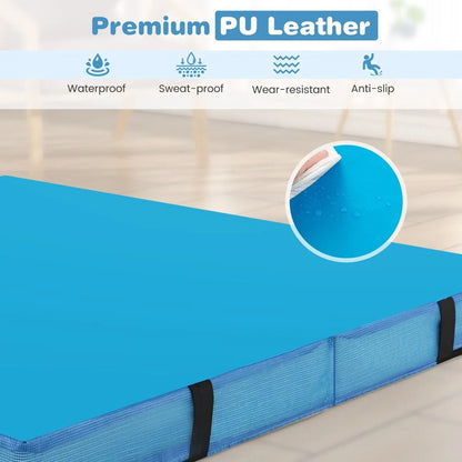 Folding Gymnastic Mat with PU Leather Cover and Carrying Handles