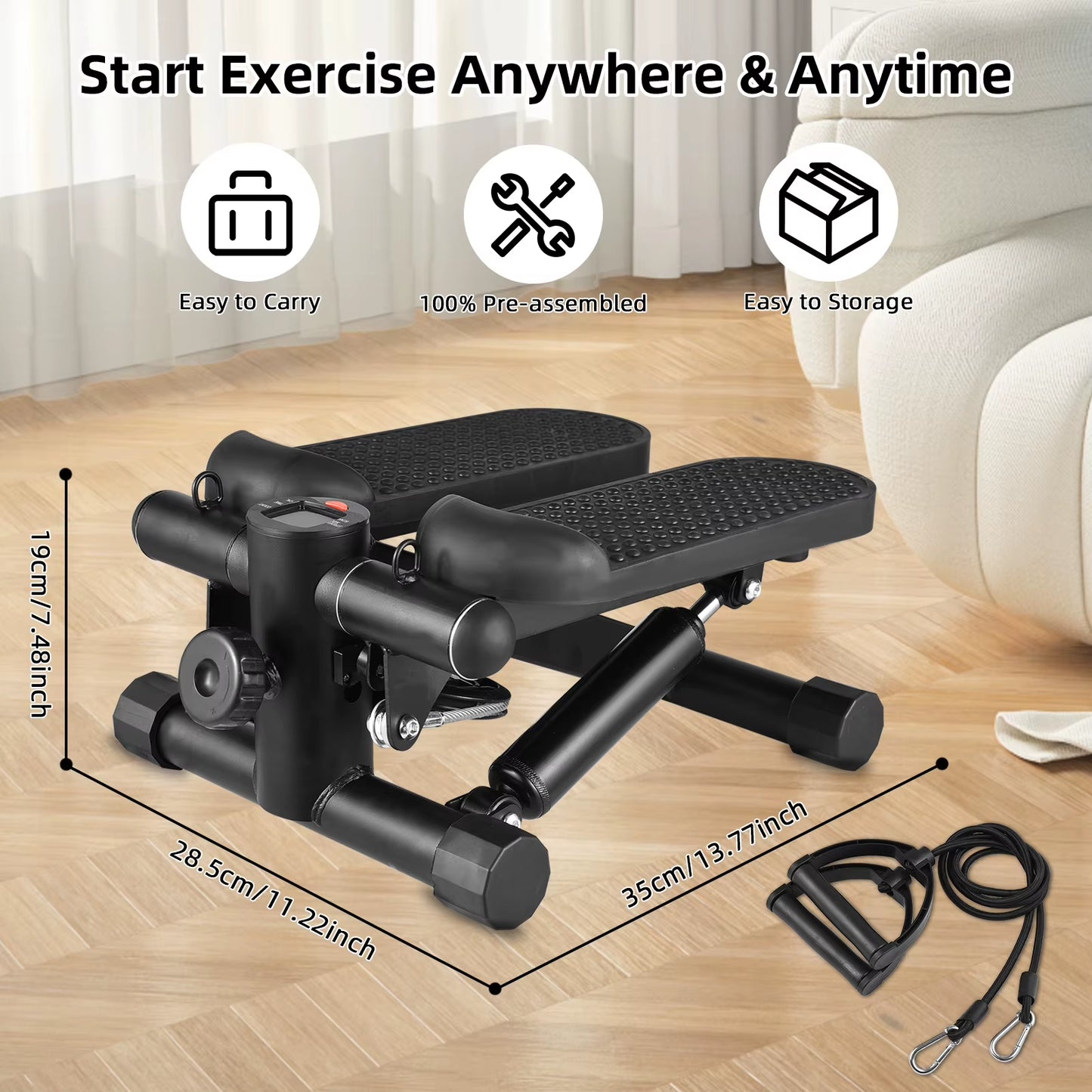 Stepper for Exercise at Home with Resistance Bands LCD Display Capacity 100Kg Stair Stepper Stair Stepper -Stepper