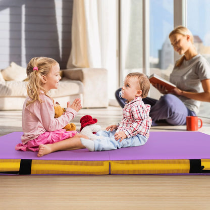 Folding Gymnastic Mat with PU Leather Cover and Carrying Handles