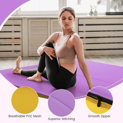 Folding Gymnastic Mat with PU Leather Cover and Carrying Handles